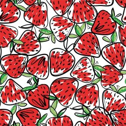 Cotton jersey strawberries - white