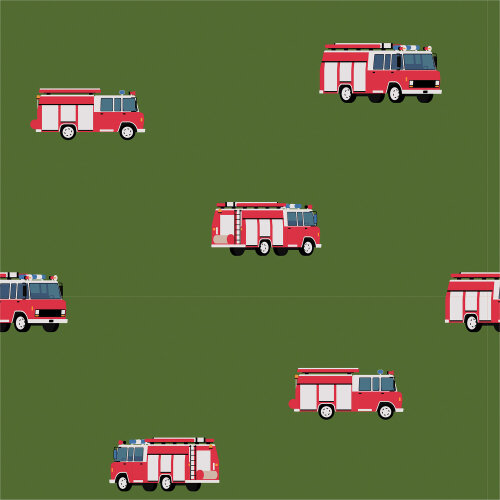 Camión de bomberos de jersey de algodón - verde hierba