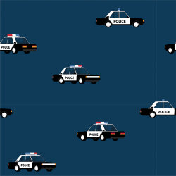 Katoenen tricot politieauto - donkerblauw