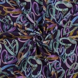 Babycord Digital coloured hearts - dark purple