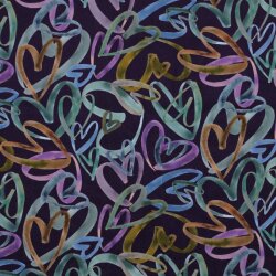 Babycord Digital coloured hearts - dark purple