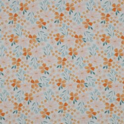 Musselin orange Blüten - weiss