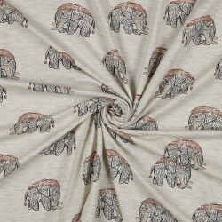 Baumwolljersey Mammut - cremegrau meliert