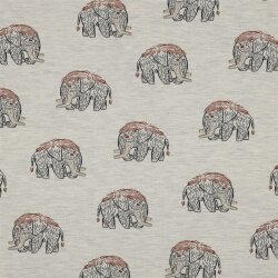 Baumwolljersey Mammut - cremegrau meliert