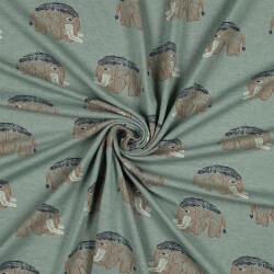 Baumwolljersey Mammut - dunkelmint meliert