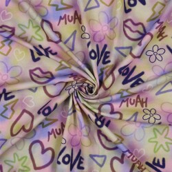 Baumwolljersey Digital GIRLY Graffiti - hellrosa