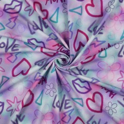 Baumwolljersey Digital GIRLY Graffiti - helllavendel