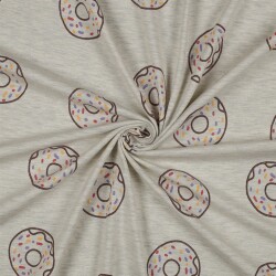 Baumwolljersey Glitzer Donuts - cremegrau meliert