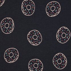 Baumwolljersey Glitzer Donuts - indigoblau meliert