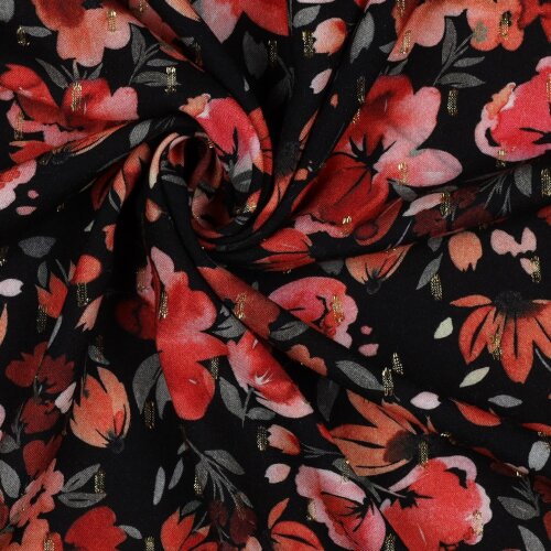 VISCOSE LUREX DIGITAL FLOWERS - NOIR