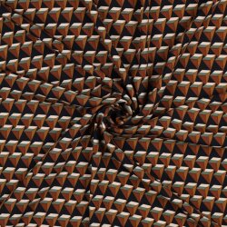 Viskose Popeline Stretch GEOMETRIC - dunkelblau