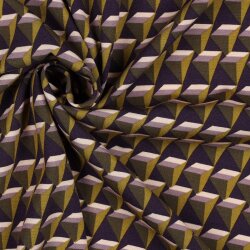 Viskose Popeline Stretch GEOMETRIC - dunkellila