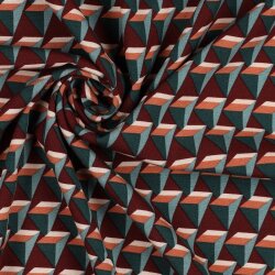 Viskose Popeline Stretch GEOMETRIC - dunkeweinrot
