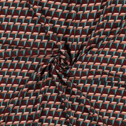 Viskose Popeline Stretch GEOMETRIC - dunkeweinrot