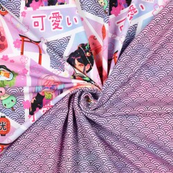 Baumwolljersey Digital Kawaii Manga - helllavendel