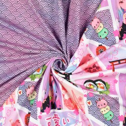 Baumwolljersey Digital Kawaii Schuppen - helllavendel