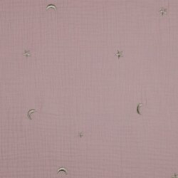 DOUBLE GAUZE EMBROIDERY STARS - SOFT ROSE