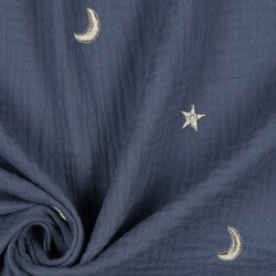 DOUBLE GAUZE EMBROIDERY STARS - JEANS