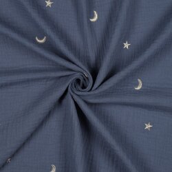 DOUBLE GAUZE EMBROIDERY STARS - JEANS