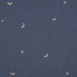 DOUBLE GAUZE EMBROIDERY STARS - JEANS