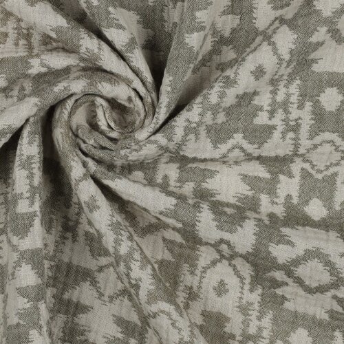 DOUBLE GAUZE JACQUARD AZTEC - ARMY GREEN