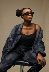 JEANS JACQUARD PATCHWORK - BLACK