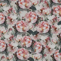 VISCOSE POPLIN STRETCH DIGITAL FLOWERS - LIGHT APRICOT
