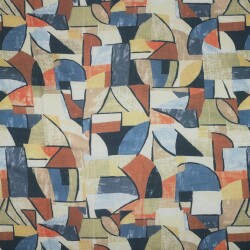 Viskose Popeline Geometrische Kunst - blau