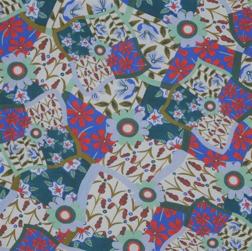 Viskose Popeline Blumenpatchwork - blau/helllila