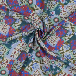 Viskose Popeline Blumenpatchwork - blau/helllila