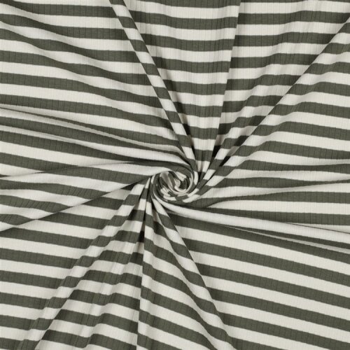 Rippenjersey Gestreift - gurkengrün