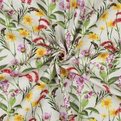 Tela digitale Wildflowers - aspetto lino