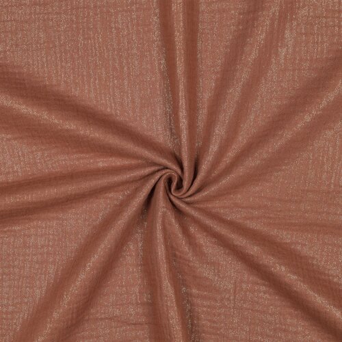 Musselin feine Glitzerpunkte - cognac