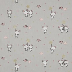 POPLIN GLITTER SWEET MOUSE - GRIS CLAIR