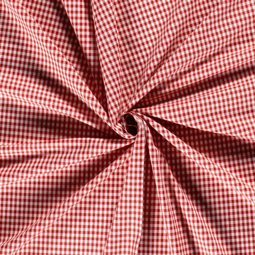 Baumwollpopeline garngefärbt Vichy Karo 5mm - rot