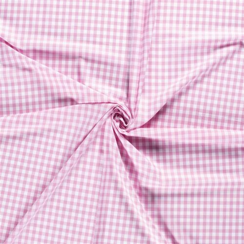 Katoen poplin garen geverfd - Vichy ruit 10mm girlie roze