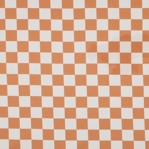 Bavlněný popelín s malým kostkovaným vzorem - krémový/oranžový