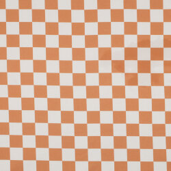 Popeline di cotone a scacchi piccoli - crema/arancio