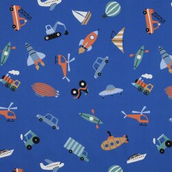 Veicoli piccoli in popeline di cotone - blu cobalto