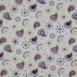 Cotton poplin glitter paisley - white