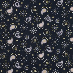 Cotton poplin glitter paisley - midnight blue