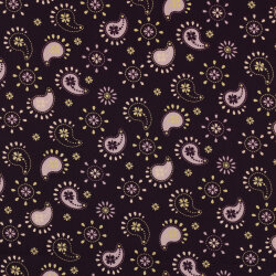 Popeline di cotone glitterato paisley - viola scuro