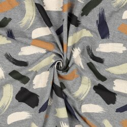 Ganzjahressweat Soft bunte Pinselstriche - grau meliert