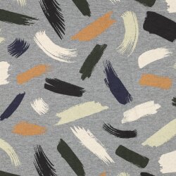 Ganzjahressweat Soft bunte Pinselstriche - grau meliert