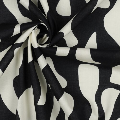 ABSTRACTO DE VOILE DE ALGODÓN - NEGRO