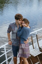 Viskose Popeline Patchwork - lila