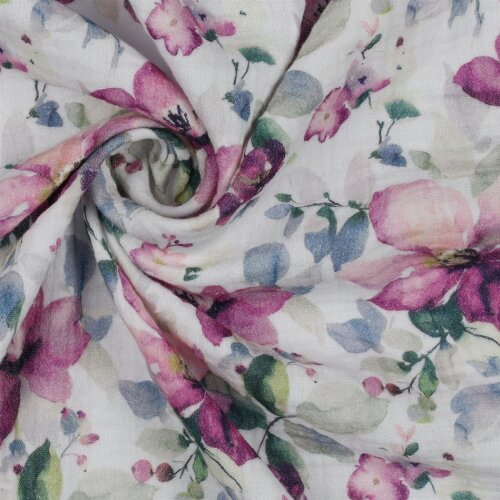 DOUBLE GAUZE DIGITAL FLOWERS - WHITE