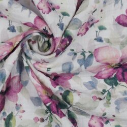 DOUBLE GAUZE DIGITAL FLOWERS - WHITE