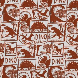 Baumwolljersey Dinocollage - rostorange