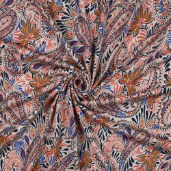 JERSEY VISCOSA PAISLEY DIGITAL - NARANJA